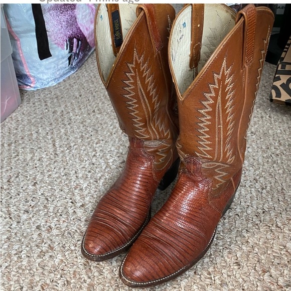 DAN POST LEATHER WESTERN BROWN COWBOY BOOTS 8 1/2 B MENS - Picture 3 of 5